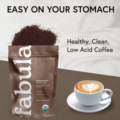 Low Acid Coffee, USDA Organic Ground Coffee Medium Roast - Non GMO - No Molds - Mycotoxins Pesticides Free - Single Origin Coffee - 12 Oz5