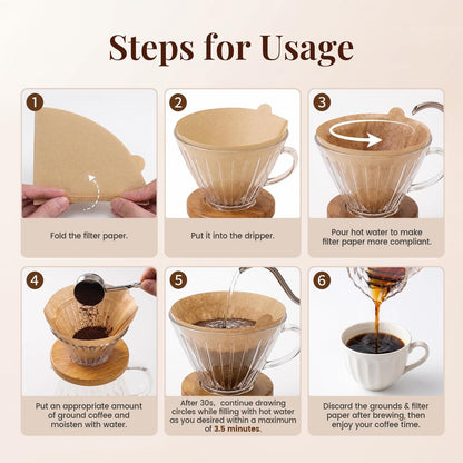 200Pcs Cone Coffee Filters #2, Unbleached Size 02 Coffee Filter | Disposable Natural Paper Filters 2-4 Cup, 02 Cone Filters Compatible with Pour over and Drip Coffee Maker5