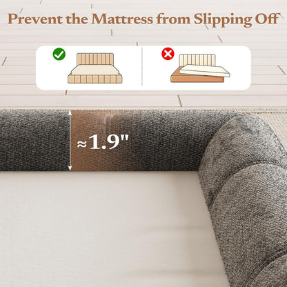 Full Cloud Bed Frame, Boneless Cushioned Foam Bed with Plush Fabric5