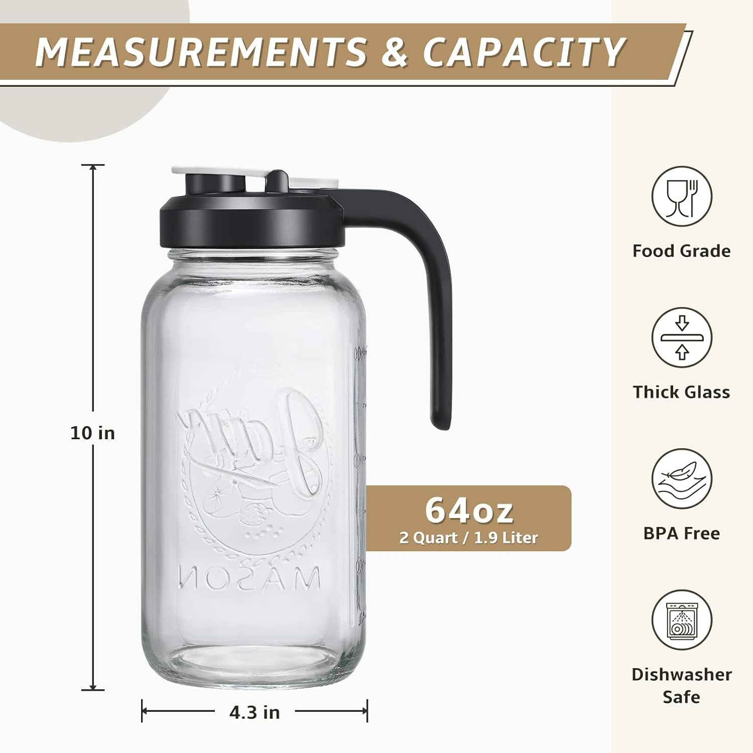 2-quart-glass-pitcher-with-lid-airtight-leakproof-mason-jar-pitcher-with-filter-lid-wide-mouth-glass-jar-heavy-duty-glass-container-for-water-juice-milk-tea-iced-coffee-and-drinks