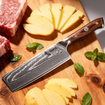 7" Meat Cleaver Knife VG-10 Damascus Steel8