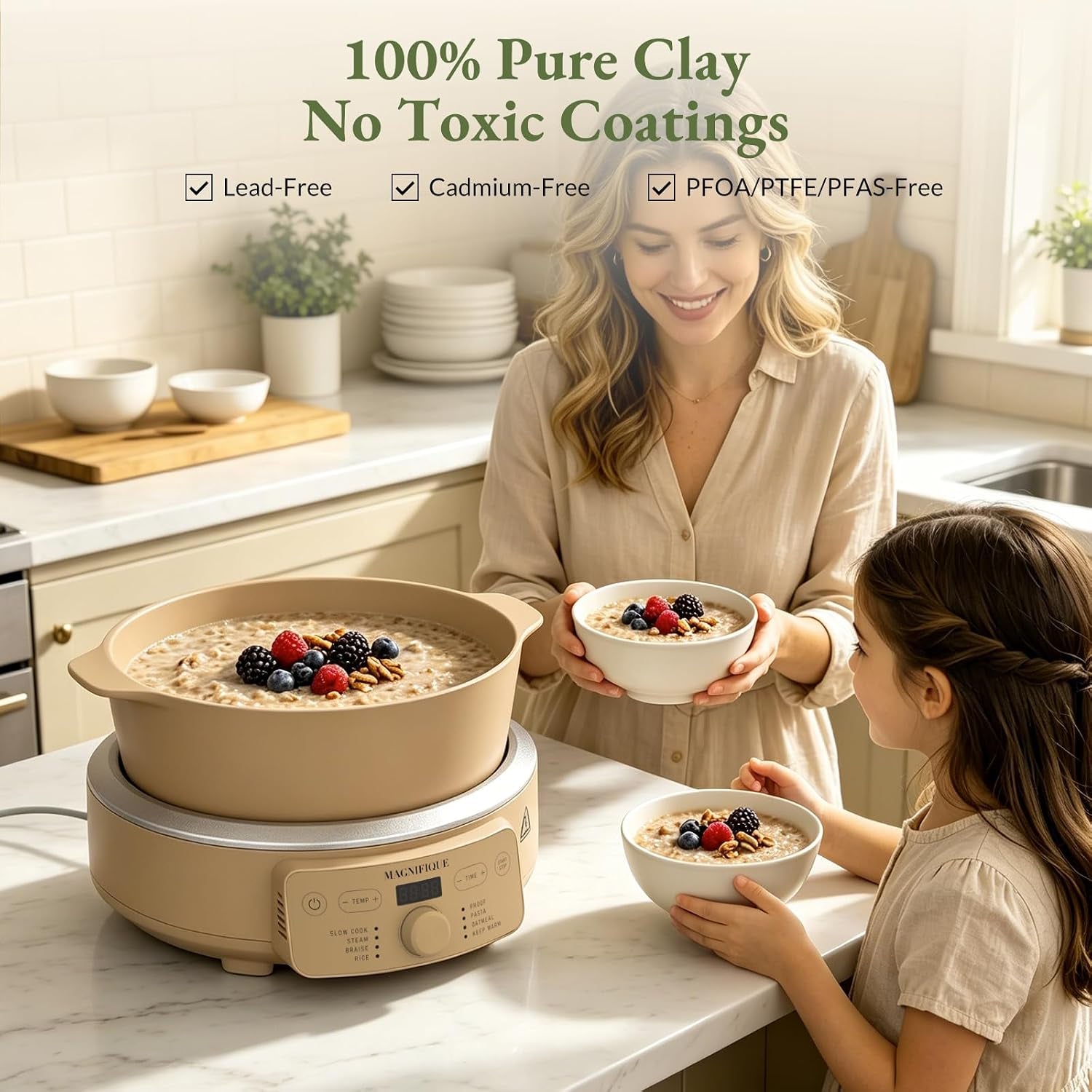 magnifique-slow-cooker-4-5-quart-8-in-1-clay-pot-multi-cooker-non-toxic-slow-cooker-with-removable-clay-pot-for-rice-pasta-steam-proof-nonstick-oven-safe-pot-to-500-f-brown
