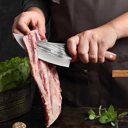 Meat Cleaver, Forged Steel Boning Knives 5Cr15 Meat Cleaver Cooking Knives Fish Knife for Kitchen(Knife)5