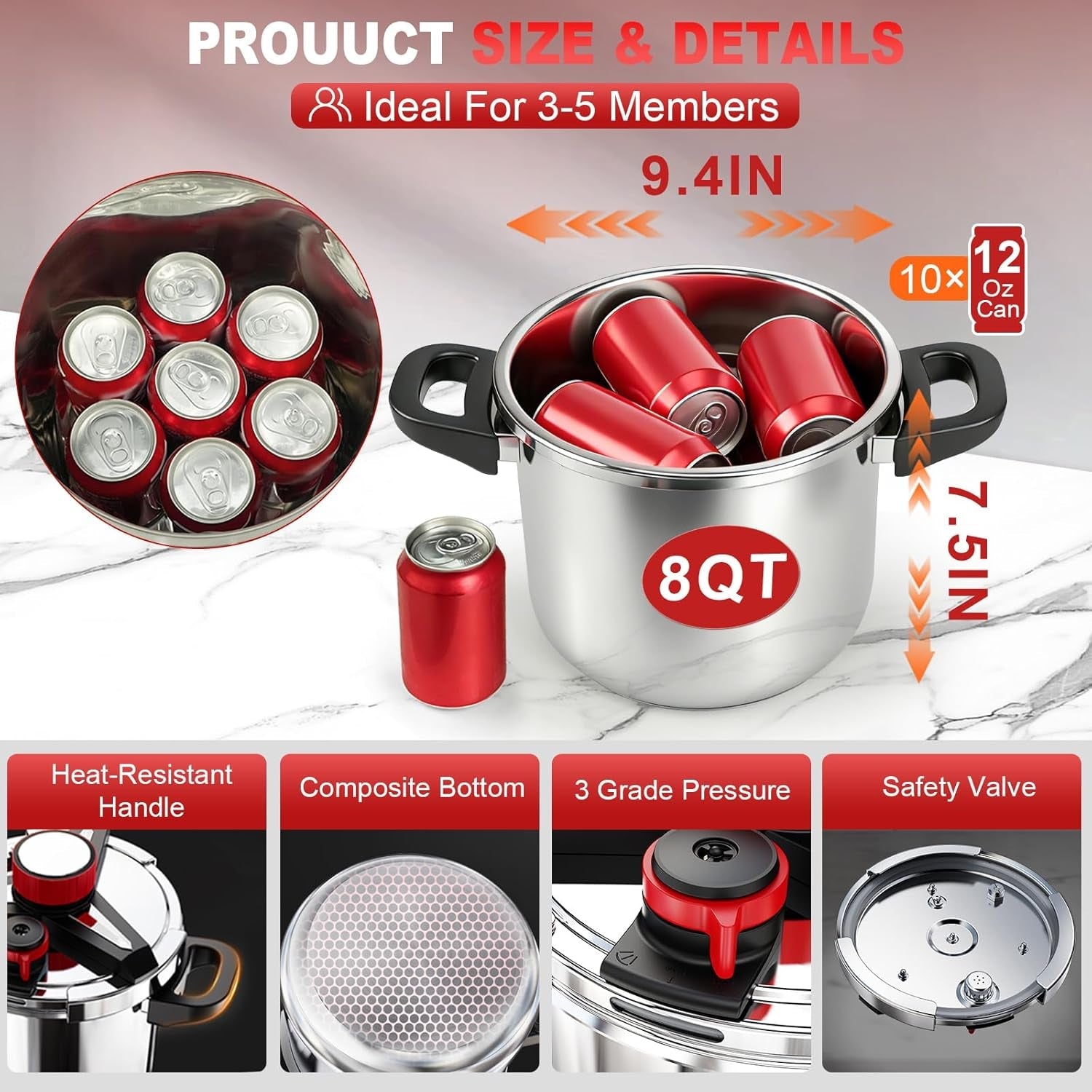 3-in-1-304-stainless-steel-pressure-cooker-8-qt-save-70-time-3-psi-settings-one-hand-locking-pressure-canner-induction-compatible-olla-de-presion-glass-lid-steamer-rack-included