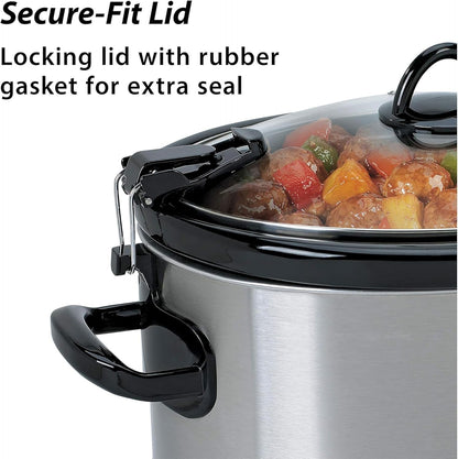 Crock-Pot Cook N Carry Oval Manual Portable Slow Cooker, Silver, 6-Quart | Travel-Proof Locking Lid, Serves 7+, High/Low/Warm Settings, Removable Dishwasher-Safe Stoneware, for Potlucks & Tailgating4
