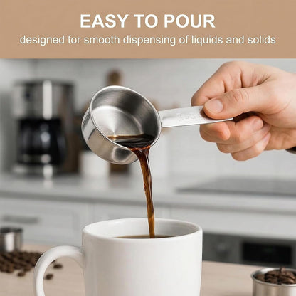 4 Pcs 1/4 Cup Measuring Cup, 60 Ml Stainless Steel 1/4 Cup Scoop,1/4 Measuring Cup,Quarter Cup Scoop,1/4 Cup for Coffee, Cooking, Baking, Kitchen Wet and Dry Ingredients, Dishwasher Safe4