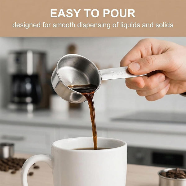 4 Pcs 1/4 Cup Measuring Cup, 60 Ml Stainless Steel 1/4 Cup Scoop,1/4 Measuring Cup,Quarter Cup Scoop,1/4 Cup for Coffee, Cooking, Baking, Kitchen Wet and Dry Ingredients, Dishwasher Safe4