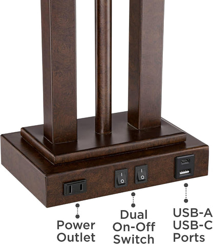 Deacon 26" Tall Desk Lamp Gooseneck USB and Outlet Bronze Brown LED Modern7