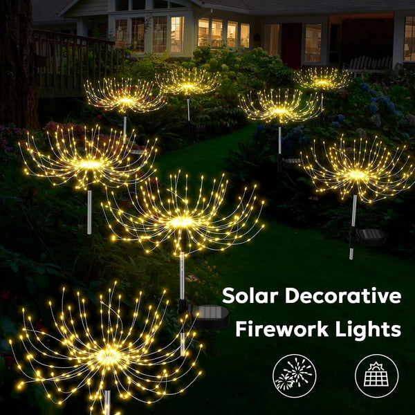 Solar Fireworks Lights Outdoor Waterproof Garden Fairy Light outside Solar Sparkles Landscape Lights 120 LED Decorative Outdoor for Backyard Patio Pathway Lawn Party Walkway Decor, 4 Pack3