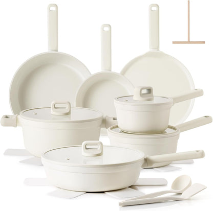 Ceramic Pots and Pans Set Nonstick, 20Pcs Cookware Set, White | Non Stick Ceramic Coating, Non-Toxic Healthy Kitchen Cooking Set, Induction Compatible, Dishwasher Safe, PFAS/PTFE/PFOA Free1
