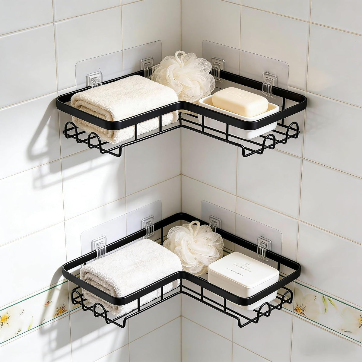 shower-caddy-2-pack-no-drilling-adhesive-bathroom-organizer-shelf-rack-corner-shower-shelf-with-hooks-for-home-decor-storage