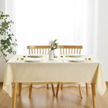Faux Linen Farmhouse Tablecloth Rectangular, Wrinkle Stain Resistant Table Cloth Rectangle Table Cover for Kitchen Dining, Champagne, 54 X 108 Inch6