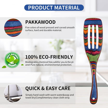 Spurtle Set, Wooden Utensils for Cooking,  Kitchen Utensils Set, Pakkawood Kitchen Cooking Utensils Set, Apartment Essentials Wood Serving Spatula Spoon, Home & Kitchen Gift for Women & Men4