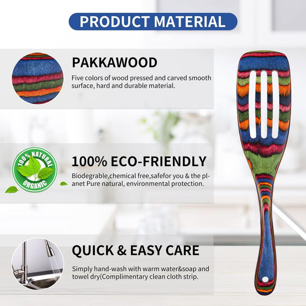 Spurtle Set, Wooden Utensils for Cooking,  Kitchen Utensils Set, Pakkawood Kitchen Cooking Utensils Set, Apartment Essentials Wood Serving Spatula Spoon, Home & Kitchen Gift for Women & Men4