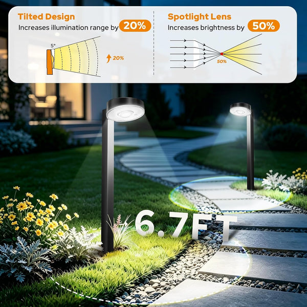 12 Pack Solar Pathway Lights Outdoor, 3 Color Temperatures Selectable CCT, Focused Ground Spot Lens, Brighter up to 12 Hrs IP65 Waterproof Path Lights for Walkway Driveway Yard Garden, Black3