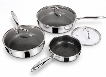 8, 10 and 12-Inch Non Stick Frying Pans with Lids, Ceramic Coating | 6-Piece Stainless Steel Cookware Set for Home Cooking, Dishwasher Friendly, Oven Safe, Induction Ready, for Men and Women1