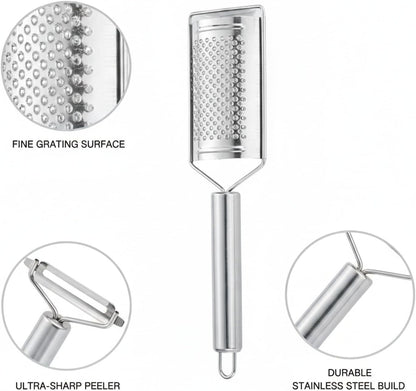 3-In-1 Stainless Steel Vegetable Peeler and Prep Tool - Multi-Function Handheld Kitchen Gadget for Peeling, Grating & Processing6