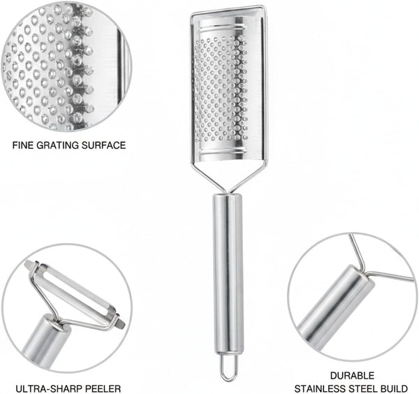 3-In-1 Stainless Steel Vegetable Peeler and Prep Tool - Multi-Function Handheld Kitchen Gadget for Peeling, Grating & Processing6