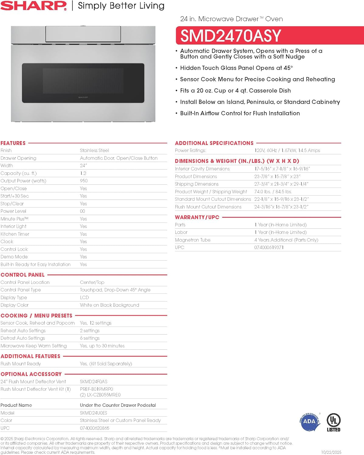 smd2470asy-24-in-1-2-cu-ft-built-in-microwave-drawer-oven-1-2-cubic-feet-950-watt-concealed-control-panel-digital-lcd-display