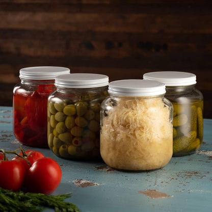 64 Oz Mason Jar, Half Gallon Jar, Wide Mouth, Clear, 4 Pack | Half Gallon Mason Jar, Airtight Metal Lid, 4 in Wide Mouth, Usa-Made Soda-Lime Glass, Canning, Fermenting, Dry Food Storage9