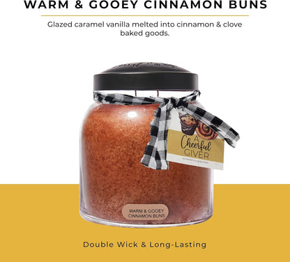 '- Warm & Gooey Cinnamon Buns Papa Scented Glass Jar Candle (34Oz) with Lid & True to Life Fragrance Made in USA2