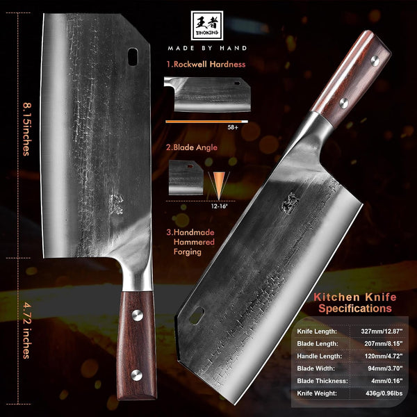 8.1″ Hand Forged Serbian Cleaver & Chef’S Knife – High Carbon Stainless Steel Butcher Knife with Full Tang for Kitchen & Outdoor4