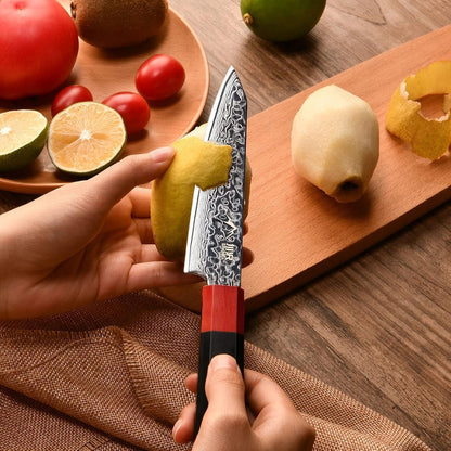 Kiritsuke Chef Knife 5 Inch, Japanese Damascus Knife 67-Layer Steel with G10 Handle - Sharp VG-10 High Carbon Stainless Steel for Home and Kitchen4