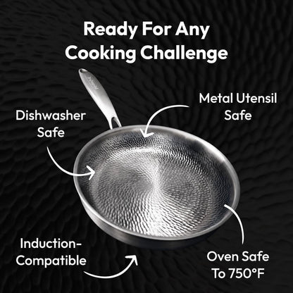 Titanium Pans for Cooking 12 Inch, No Coating Nonstick, with Lid | Pure Uncoated Titanium Frying Pan, Surface Sears to 750F, PFOA/PFAS/PTFE Free Skillets, Works on Induction and All Cooktops.5