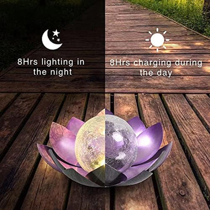 Solar Light Outdoor, Metal Glass Decorative Waterproof Garden Light LED Solar Flower Lights for Patio, Lawn,Walkway,Tabletop,Ground (Purple)2