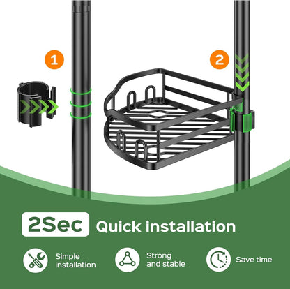 Shower Caddy Tension Pole: Rustproof Quick Install Standing Corner Bathroom Organizer Shelf on Floor for Renters - 4-Tier Large Capacity Storage Rack with Soap Holder for Apartment -Black6