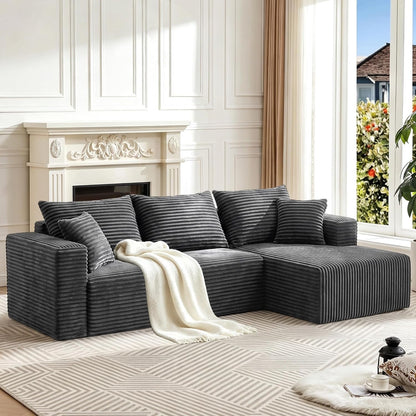 93" Boneless Couch, Modular Sectional Sofa for Living Room - Grey1