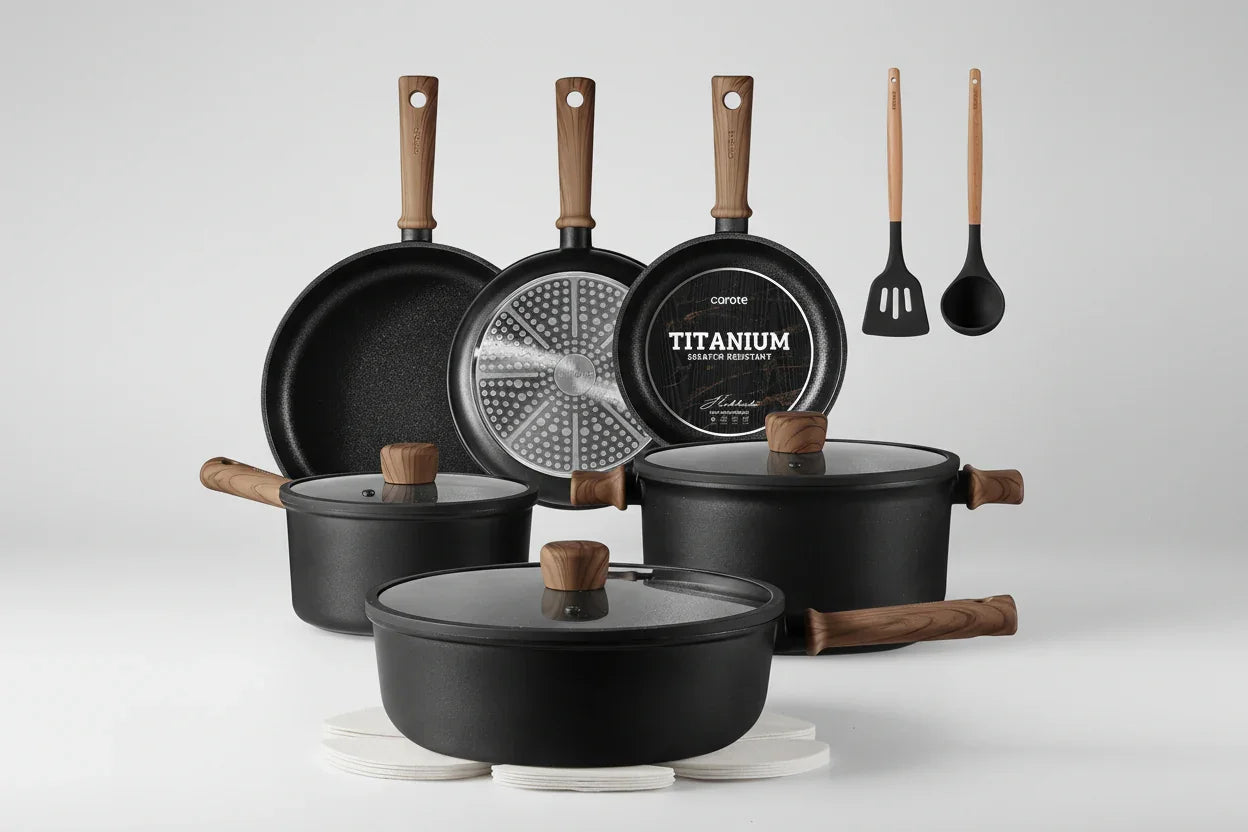 16-Piece Titanium Nonstick Cookware Set for Induction