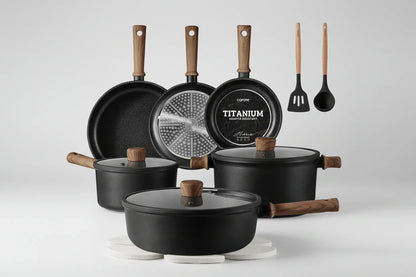 16-Piece Titanium Nonstick Cookware Set for Induction