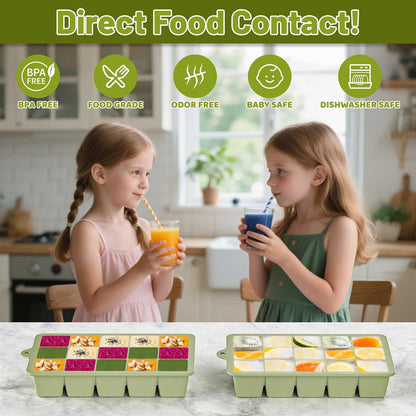 Silicone Ice Cube Tray 3 Pack - EASY RELEASE Ice Cube Tray with Lid, BPA Free Ice Cubes Trays for Freezer,Ice Cube Mold for Cocktail,Whiskey (Blue+Pink+Green)3