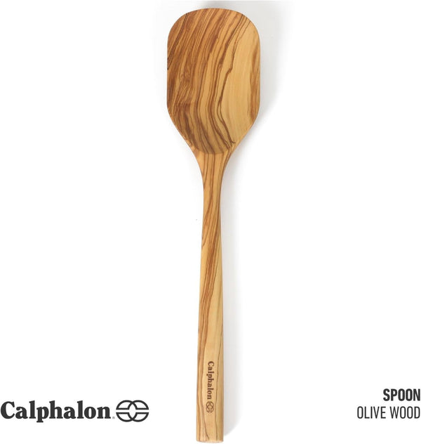 Calphalon Edge Cooking Spoon, 13-Inch Italian Olive Wood Kitchen Spoon, Wooden Stirring Spoon for Mixing, Serving & Nonstick Cookware, Heat-Resistant Durable Design2
