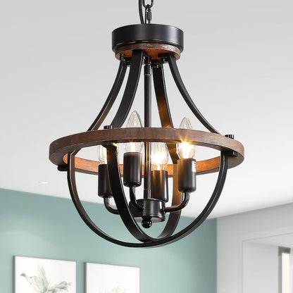 Farmhouse Chandelier, Modern Hanging Pendant Lighting, 4-Light Rustic Ceiling Light Fixture, Vintage Chandelier for Hallway Foyer Dining Room Entryway Kitchen Island Bedroom1