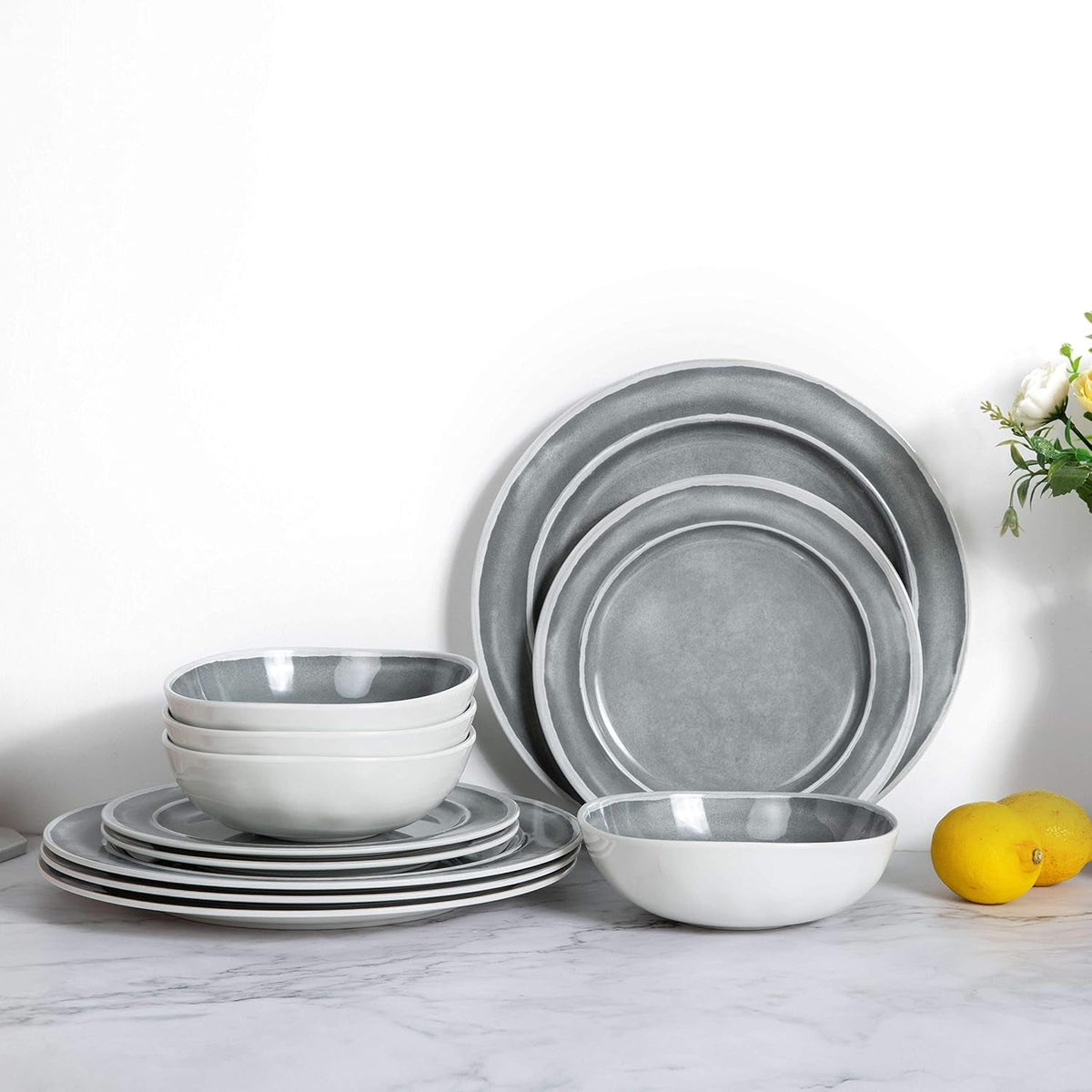 melamine-dinnerware-set-12pcs-dishes-dinnerware-set-for-4-indoor-and-outdoor-use-dishwasher-safe-break-resistant-lightweight-gray