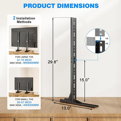 Universal TV Stand Mount for 20-70 Inch Flat Curved Tvs | Height Adjustable Tabletop TV Stand, Replacement TV Feet with Cable Management, Holds 110 Lbs, Max VESA 800X600Mm5