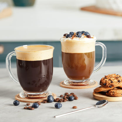 Glass Coffee Mugs Set of 4, Clear Large Coffee Mug 15 Oz with Handles for Hot Beverages, Clear Mugs for Tea, Cappuccino, Latte, Espresso Coffee, Juice, Glass Coffee Cups6