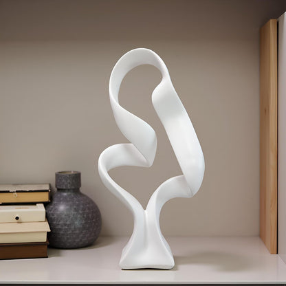 15" Modern Abstract Ribbon Decorative Sculpture, Knot Sculptures,Home Decor,Coffee Table Statues,Dining Living Room Desk Decor（White）4