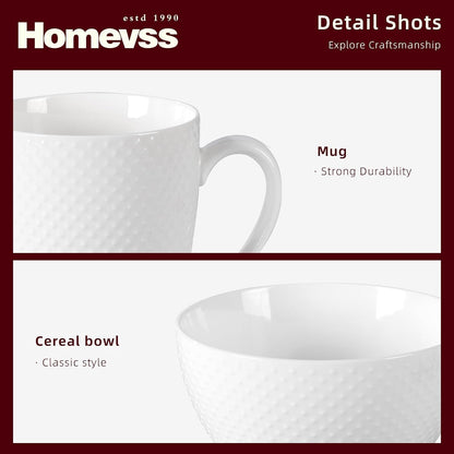 Homevss, New Bone China Embossed Rain Drops 16Pc Dinnerware Set6
