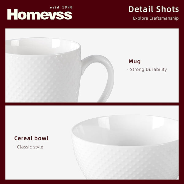 Homevss, New Bone China Embossed Rain Drops 16Pc Dinnerware Set6
