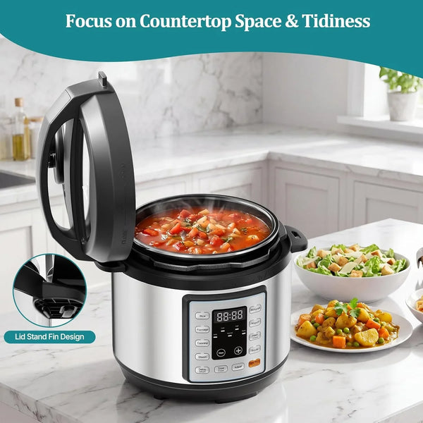 10-In-1 Electric Pressure Cooker, 3 Quart Multi Cooker for Rice, Stew and Steam, Small Programmable Stainless Steel Pot with Slow Cook Function and Ceramic Inner Pot8
