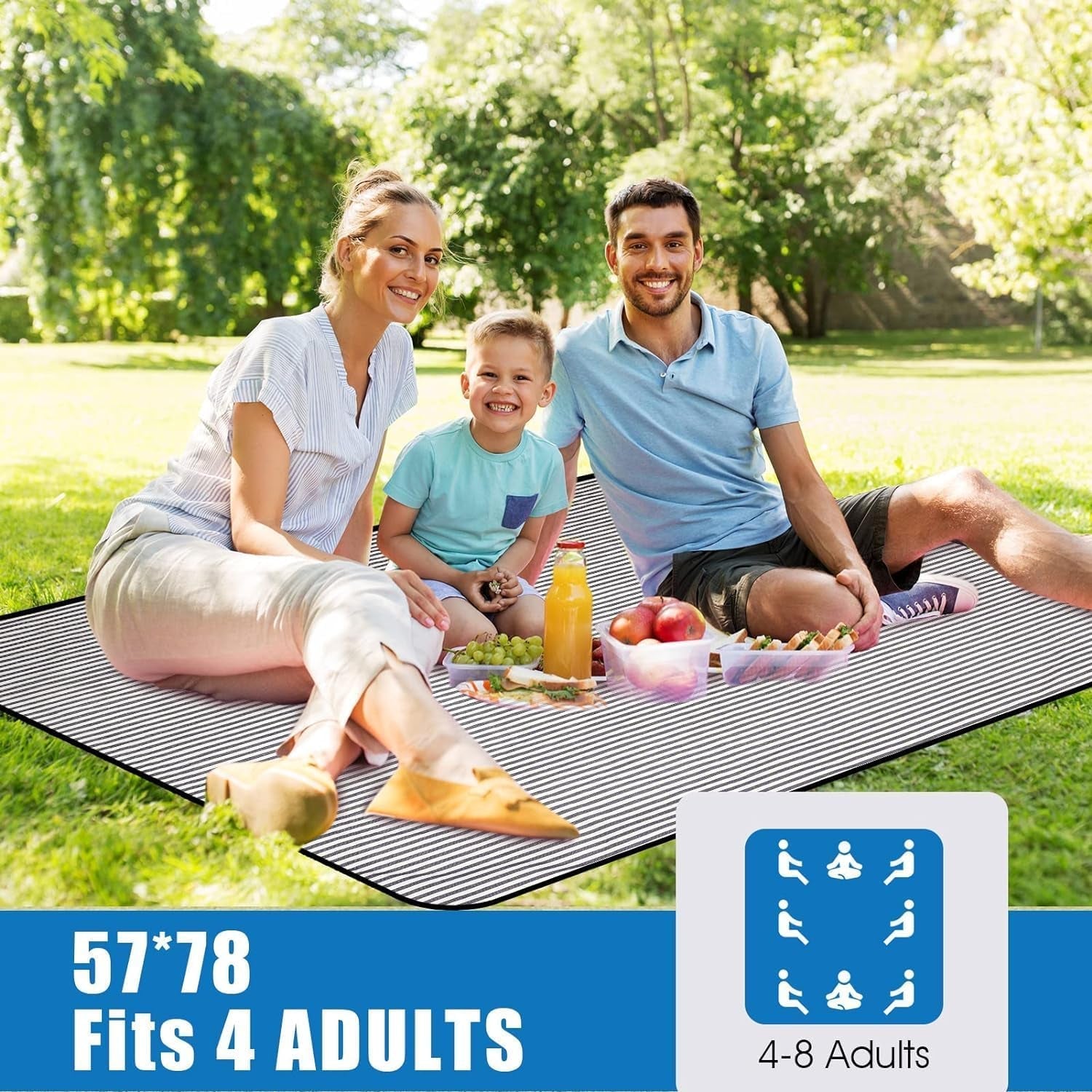 waterproof-picnic-blanket-portable-with-carry-strap-for-beach-mat-or-family-outdoor-camping-party-navy-blue
