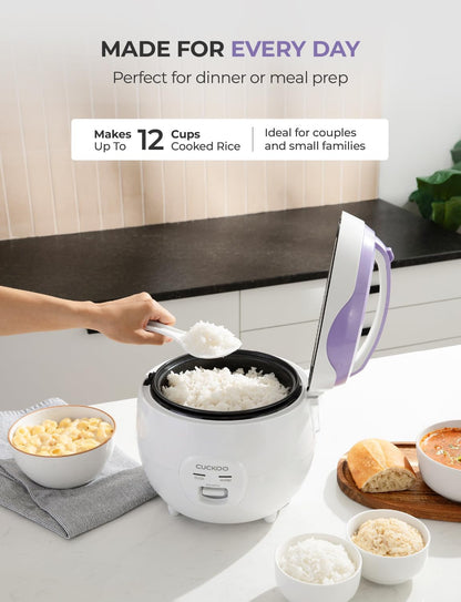 CUCKOO Rice Cooker and Warmer, 12-Cup Cooked, White, CR-0671V | 6-Cup Uncooked Capacity, Nonstick Inner Pot, 2 Cooking Modes, Automatic Keep Warm, Easy-To-Use Controls3