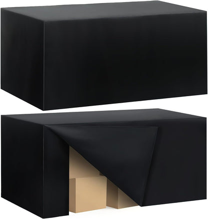 2 Pack Fitted Tablecloth for 6 Foot Rectangle Tables 72 X 30 Inch Black Table Covers Water Resistant Polyester Table Cloth for Wedding, Parties,Display, Trade Show (Black)1