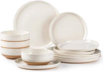 Dinnerware Sets for 4, 12 Pieces Ceramic Plates and Bowls Set1