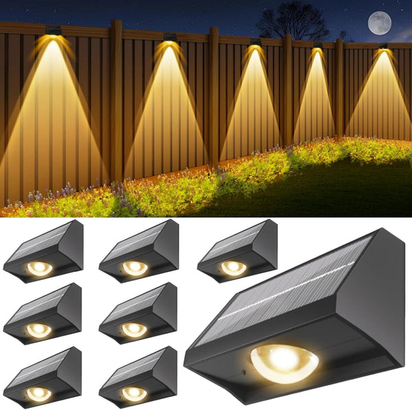 Solar Fence Lights Outdoor Waterproof High Brightness LED Spot Lens Deck Lights 7 Mode Warm & Cool White RGB Solar Powered Wall Lighting Decor for outside Patio Step Backyard Railing Pool - 8 Pack1