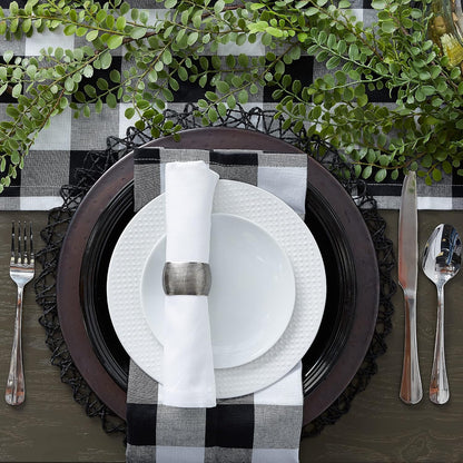 Buffalo Check Collection, Classic Farmhouse Table Runner, 14X108, Black & White6