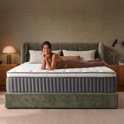 12 Inch Queen Mattress in a Box, Hybrid Queen Mattress with Gel Memory Foam & Pocket Springs, Medium Firm Feel, Fiberglass Free, Pressure Relief, Edge Support (Queen (U.S. Standard), 12, 12, Inches)1